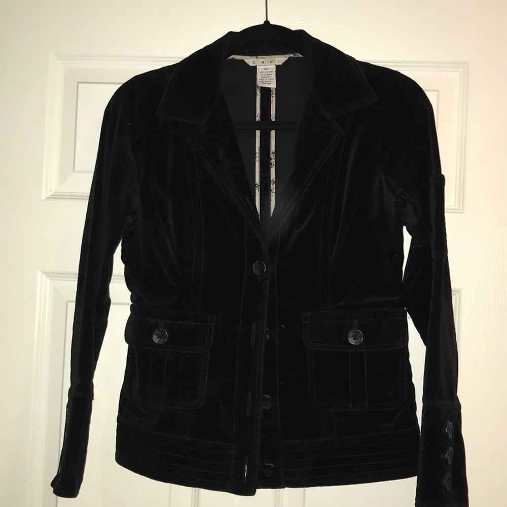 🍀CAbi Black Velvet Jacket